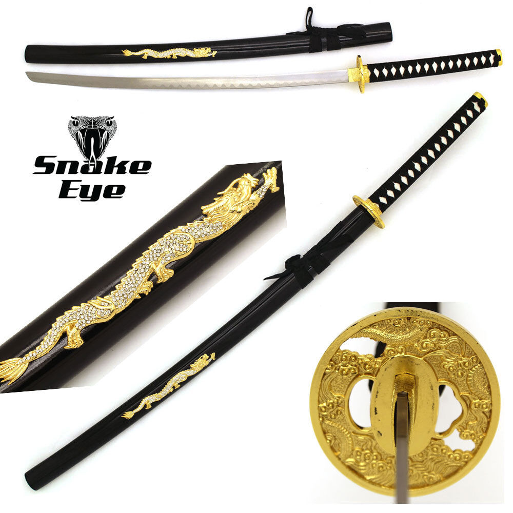 Snake Eye Tactical Black & Gold Dragon Designed Samurai Katana Sword