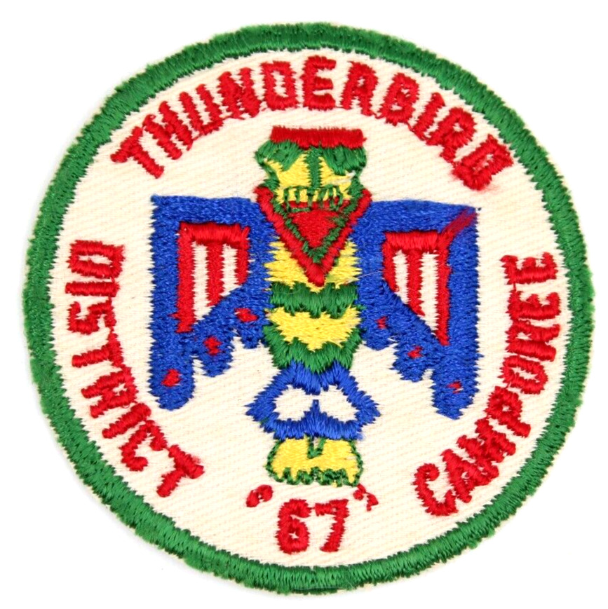Vintage 1967 Camporee Thunderbird District Patch Cut-Edge Boy Scouts BSA