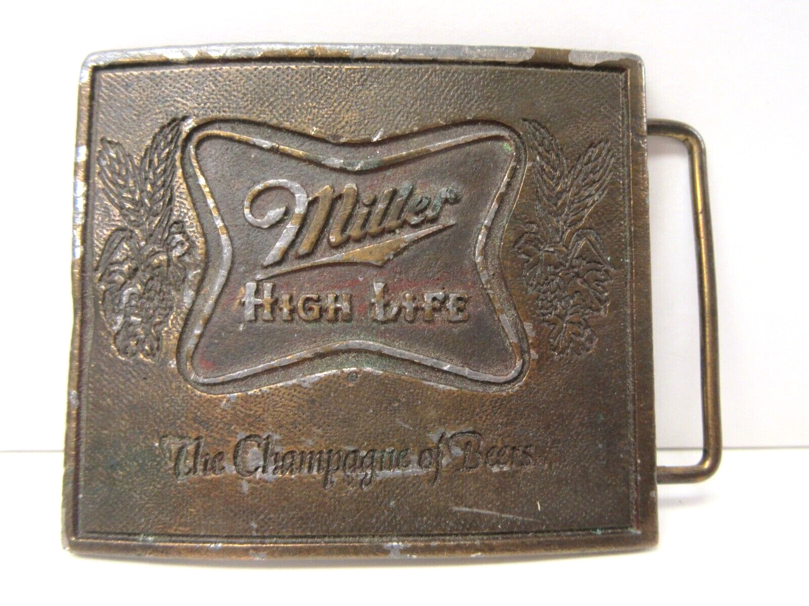 Miller High Life Brass Belt Buckle 1970\'s Wyoming Studio Art Works See Pics