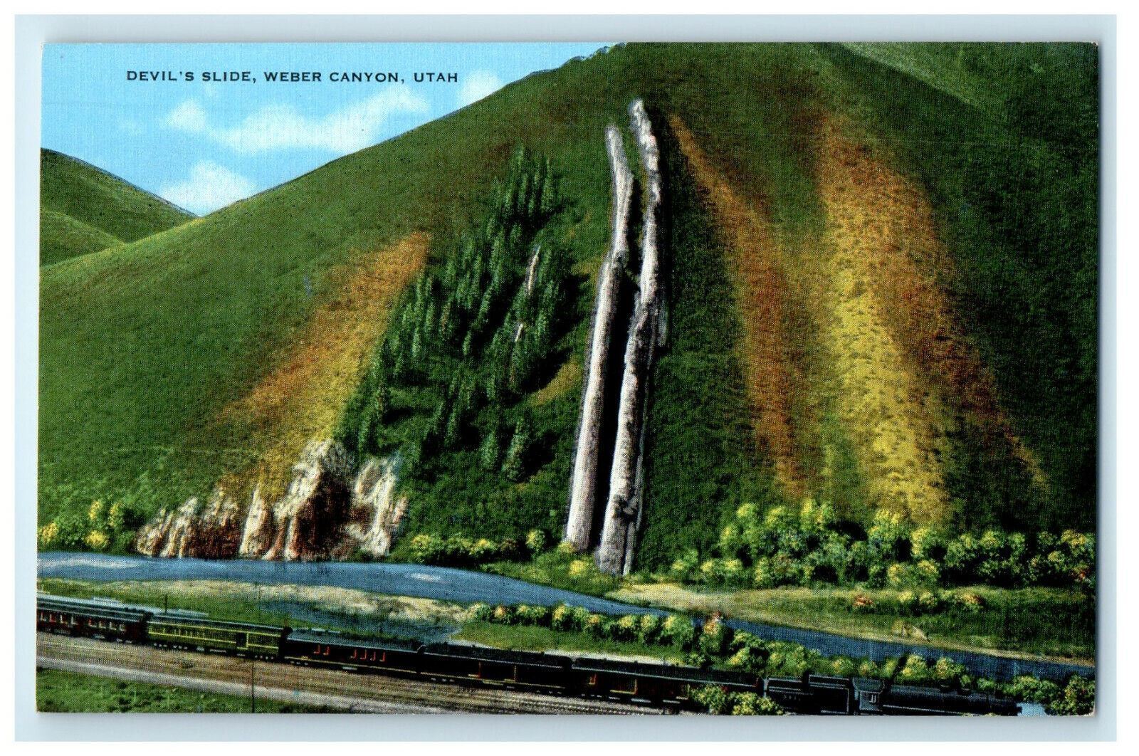 c1930s View of Devil's Slide Weber Canyon Utah UT Unposted Vintage Postcard