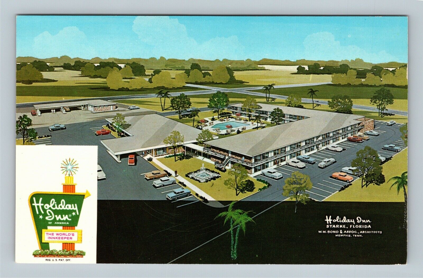 Starke FL, Holiday Inn Advertising, Florida Vintage Postcard