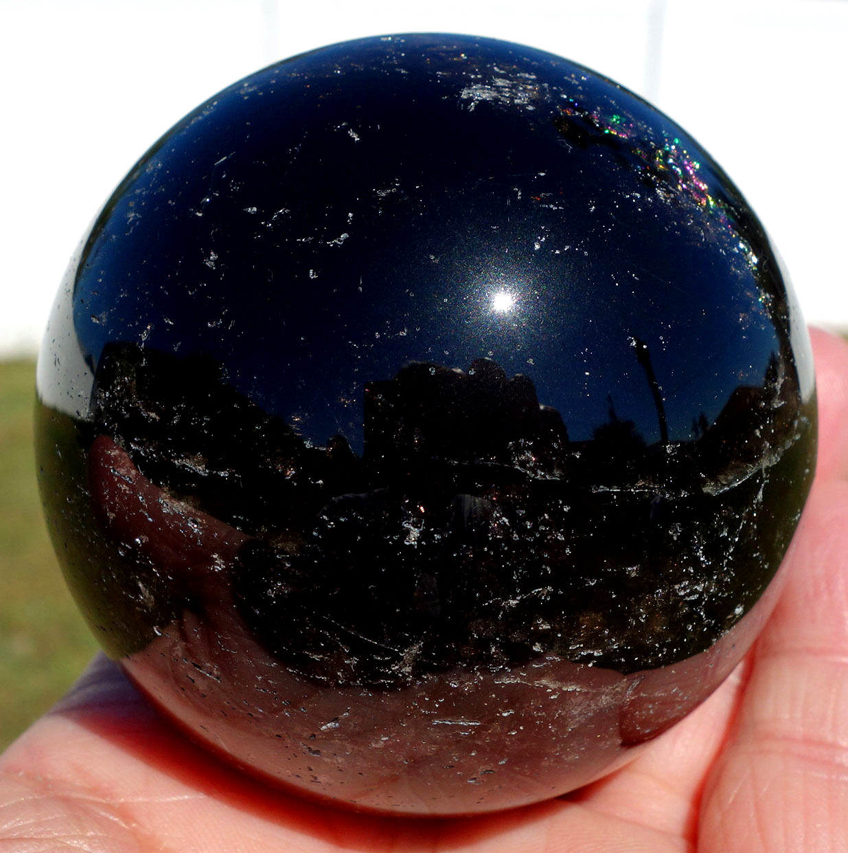 Original NEW Old Stock BLACK SMOKY MORION Quartz Crystal Sphere SCRYING Ball