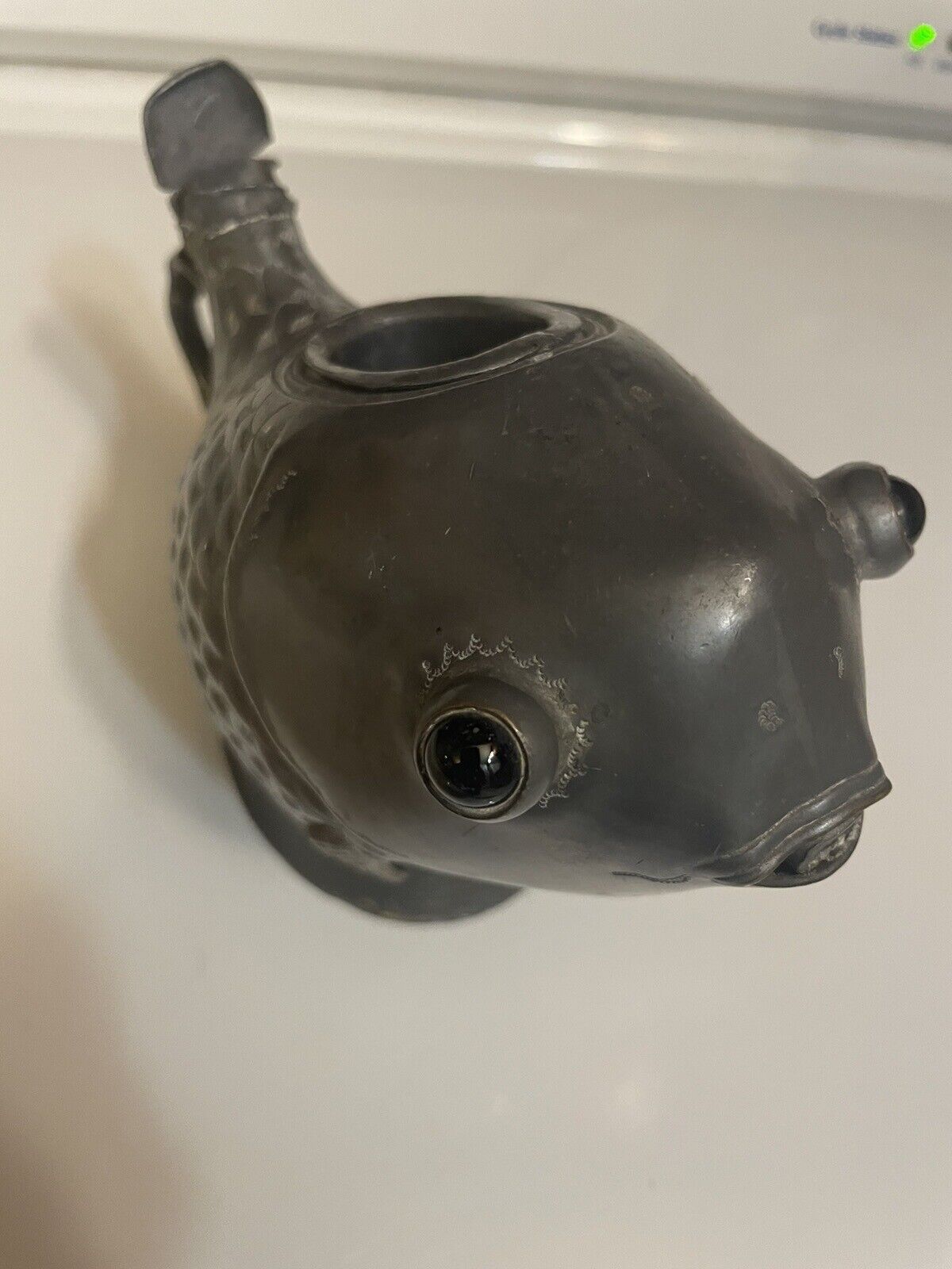 Antique? Asian Koi Fish Teapot Pewter Pot Silver Metal Teapot Please Read As Is
