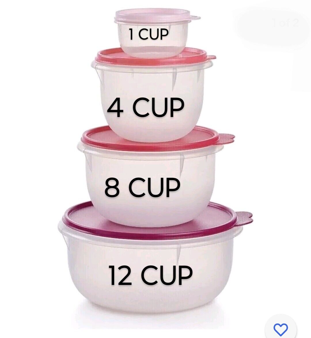 SALE Tupperware Classic Mixing Bowls 4pc Set Flat Bottoms w/A Touch of Pink