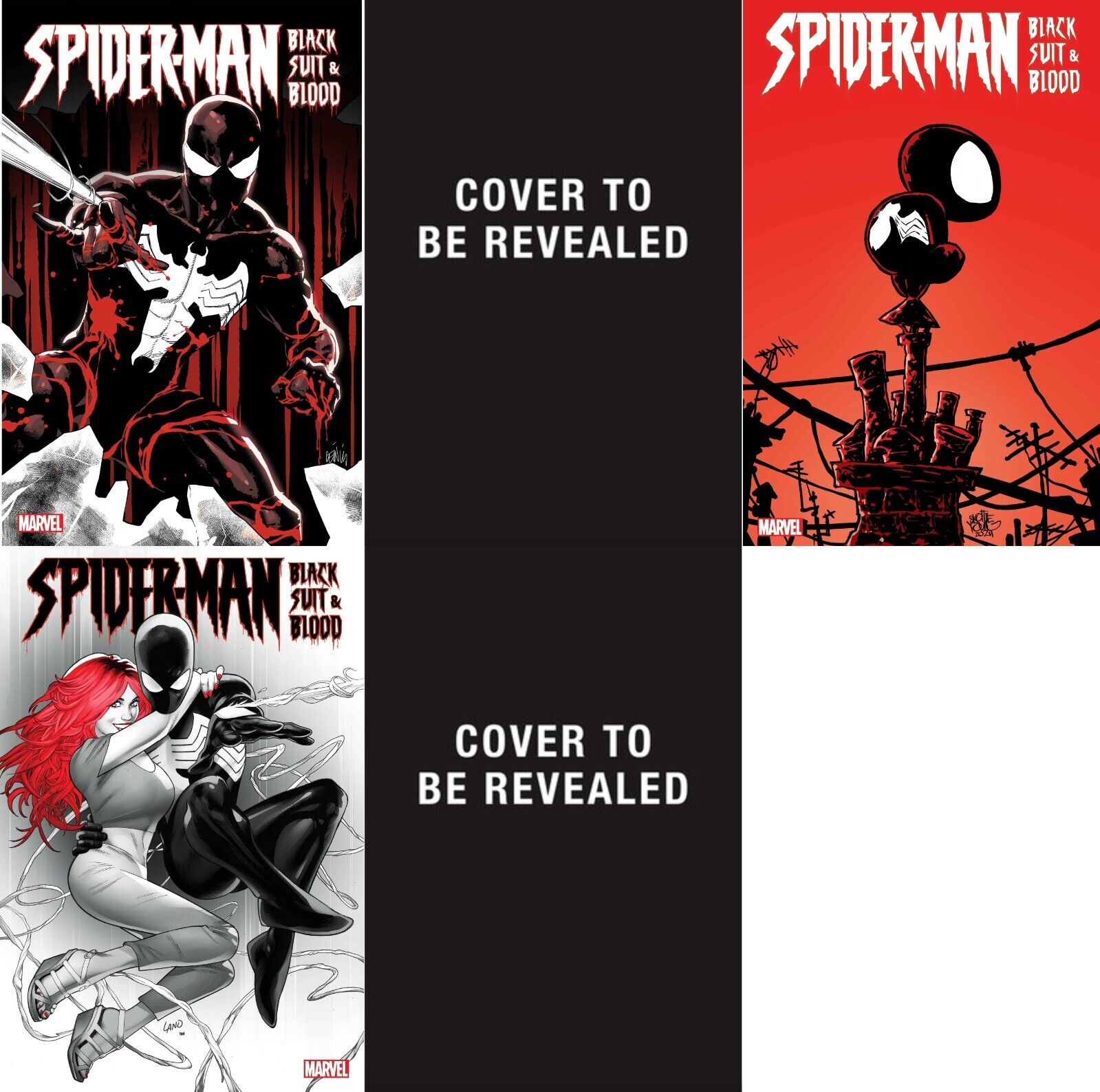 SPIDER-MAN BLACK SUIT AND BLOOD #1 YU, YOUNG, LAND, GARCIN  | ALL 5 | 8/7 PRESAL