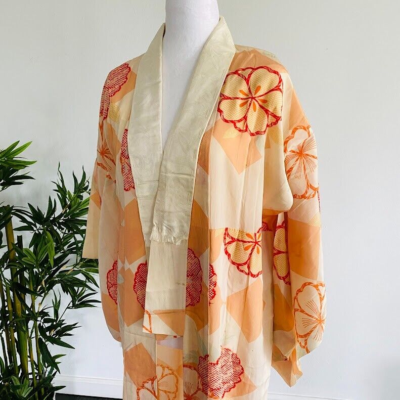 Delight Silk Nagajuban Antique Japanese Kimono Robe Custome