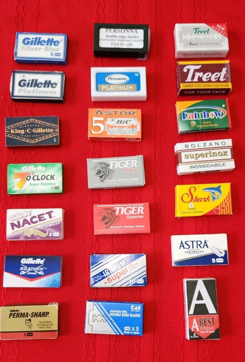 120-BLADES- 21 TUCKS-FROM 10 COUNTRIES- D/E RAZOR BLADE SAMPLER -FIND YOUR GO-TO
