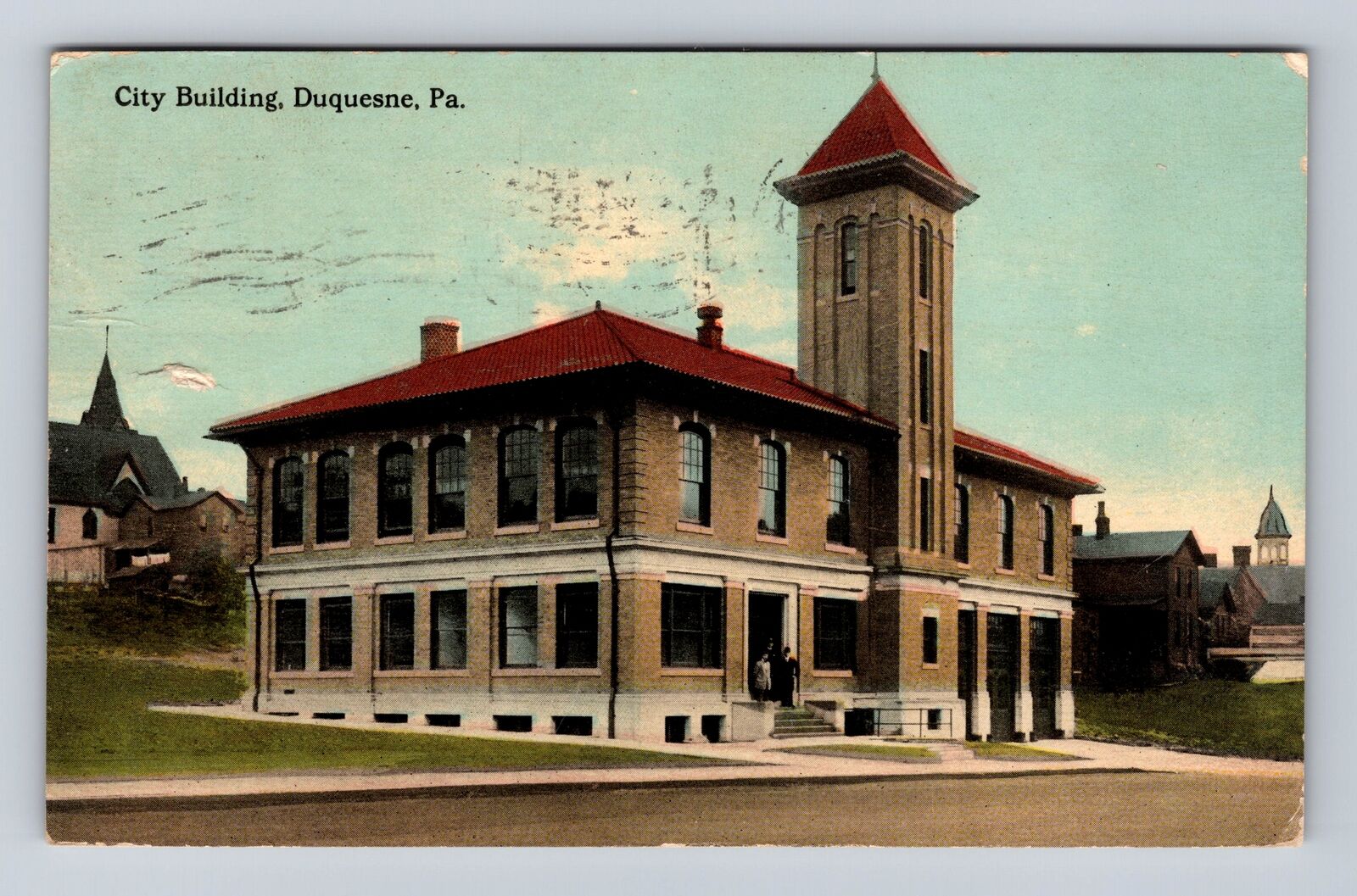 Duquesne PA-Pennsylvania, City Building, Antique, Vintage c1912 Postcard