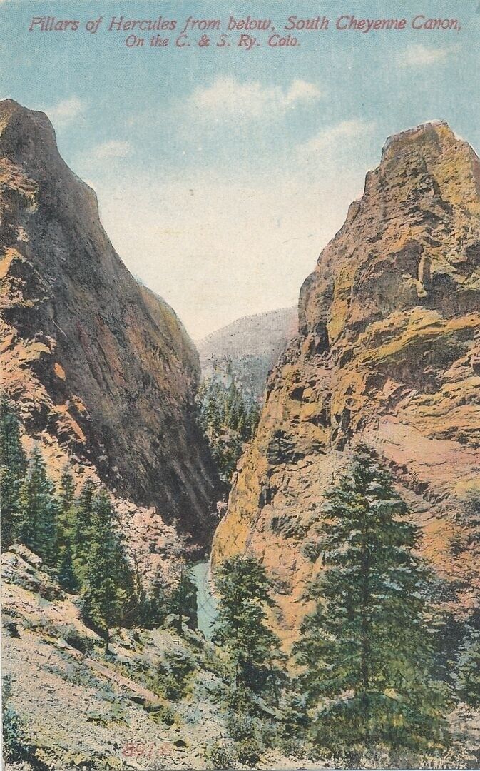 COLORADO CO - South Cheyenne Canon Pillars of Hercules From Below Postcard