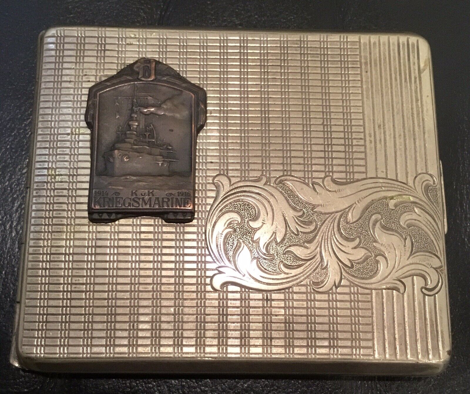 Imperial Austria-Hungary, WW1, 1914-1916 Navy Officer Cigarette Case by Alpacca