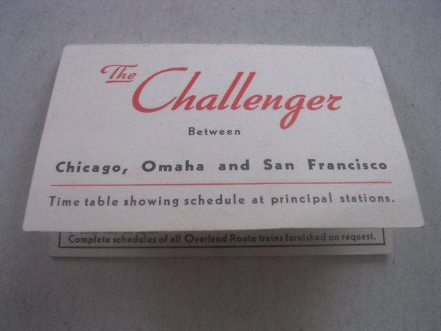 The Challenger Between Chicago Omaha and San Francisco Pocket Time Table 5-10-39