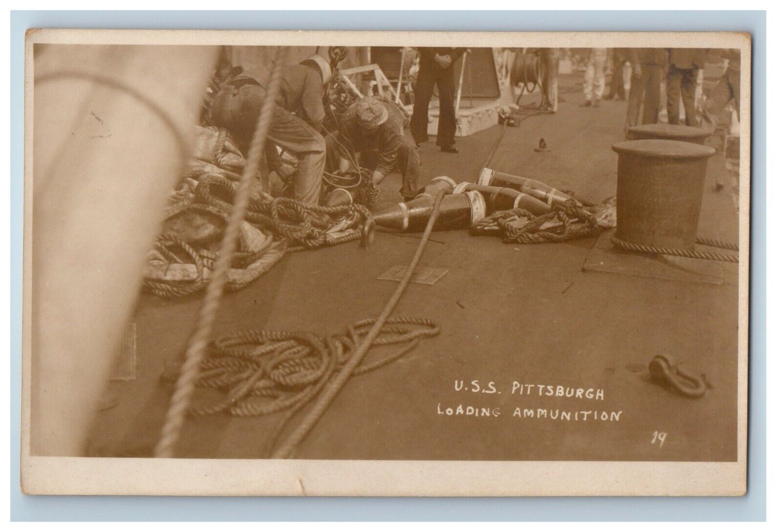 c1920\'s USS Pittsburgh Loading Ammunition RPPC Photo Unposted Vintage Postcard