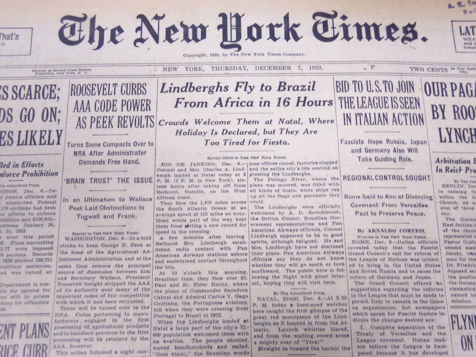 1933 DECEMBER 7 NEW YORK TIMES - LIQUOR FOR HOMES SCARCE - NT 5225