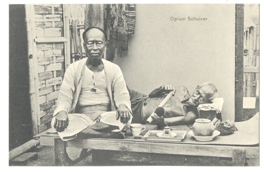 OPIUM PUSHER & OPIUM SMOKER - Batavia, Dutch East Indies ca1908 Postcard RARE