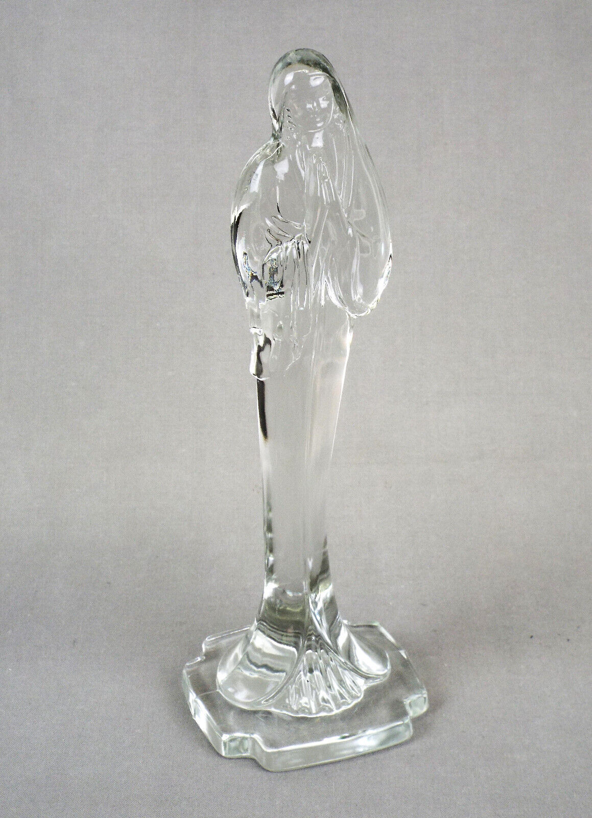Vintage Heisey Glass Madonna Figurine clear 8.75\