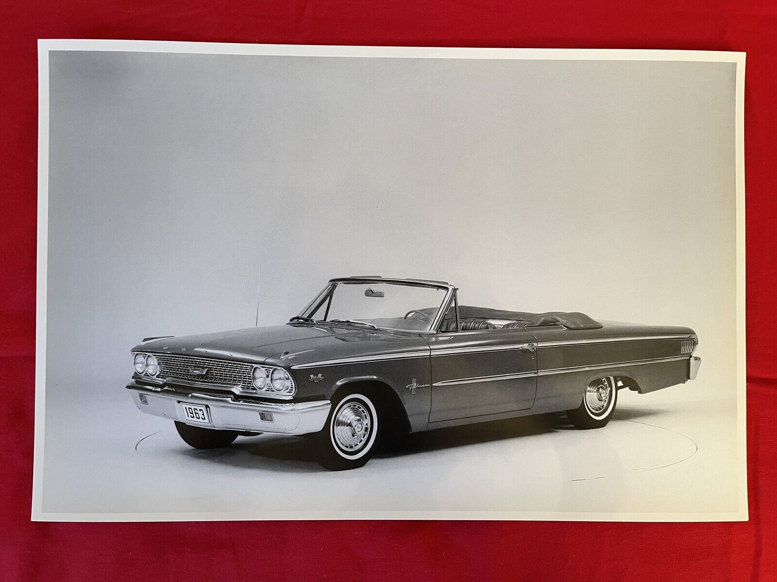 Large Vintage Auto Picture.  1963 Ford Galaxie 500 XL Convertible. 406 Engine