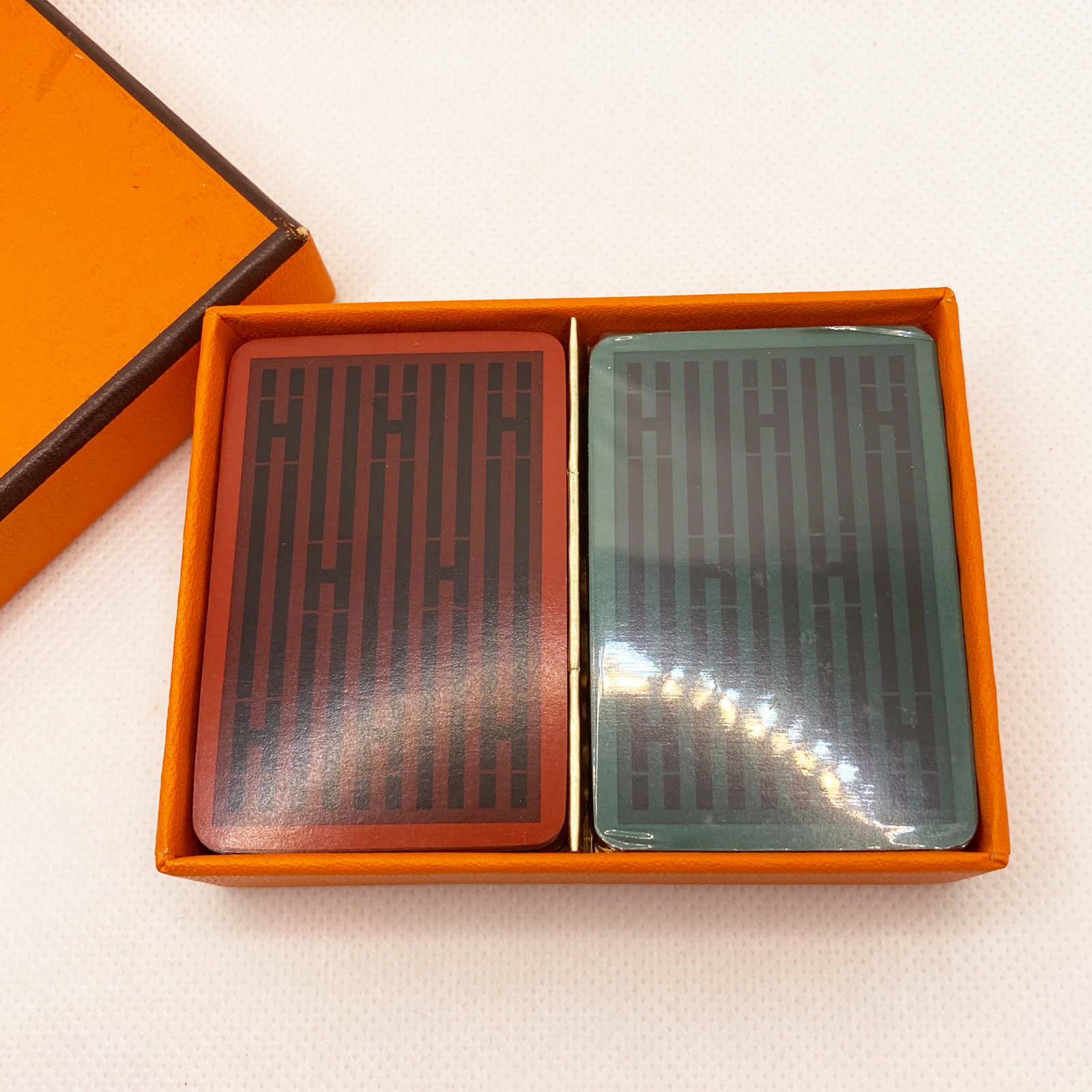 HERMES Playing Cards Game Mini 2sets Red Green Silver