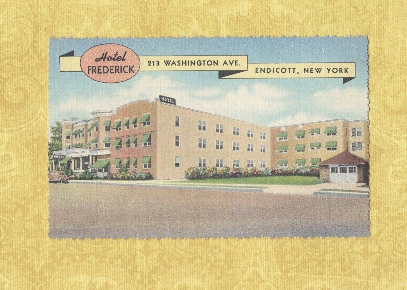 NY Endicott 1931-49 postcard HOTEL FREDERICK 213 WASHINGTON AVE NY AAA Rotary