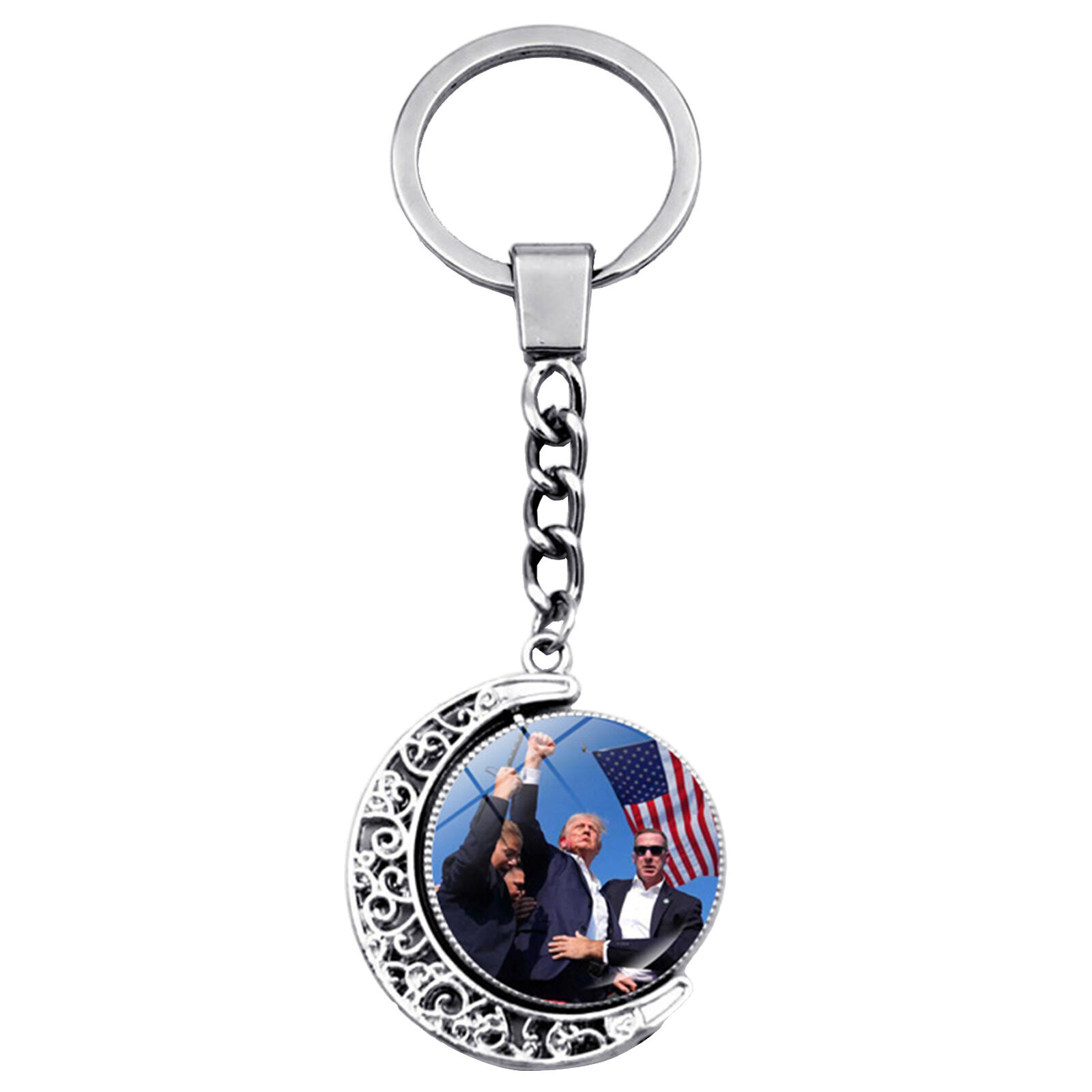Trump Rally Shooter Keychain USA Freedom Trump Survived Keychain Key Ring Gift