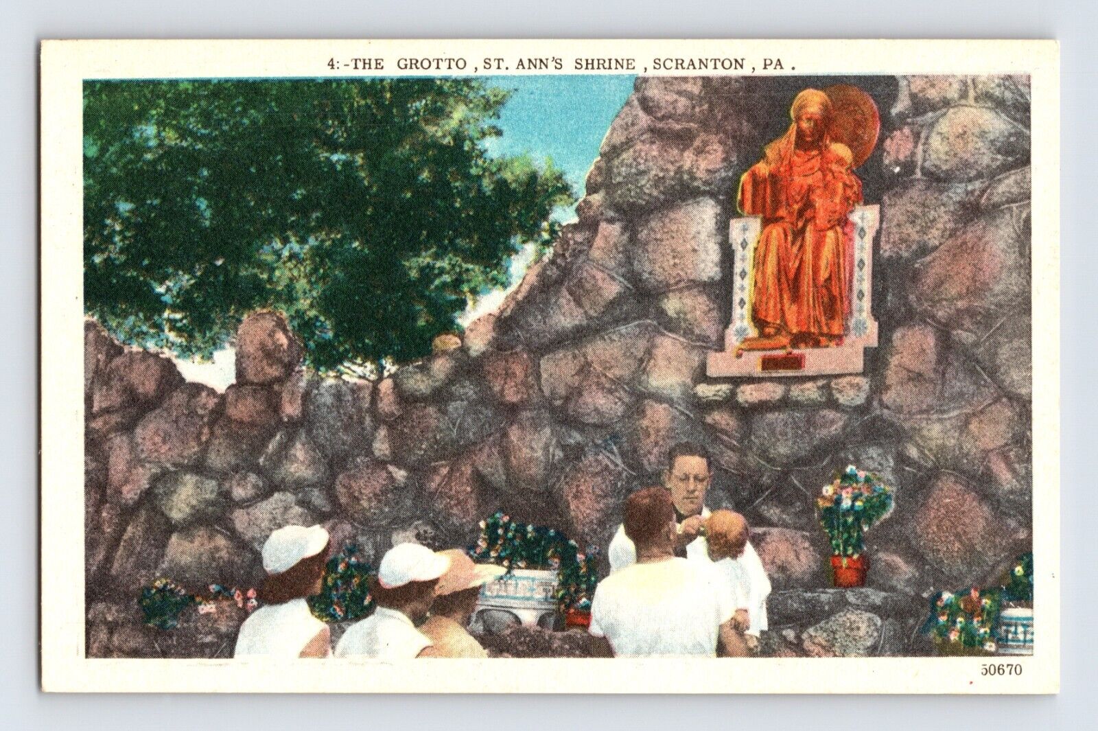Postcard Pennsylvania Scranton PA St Ann Shrine Grotto 1930s Unposted