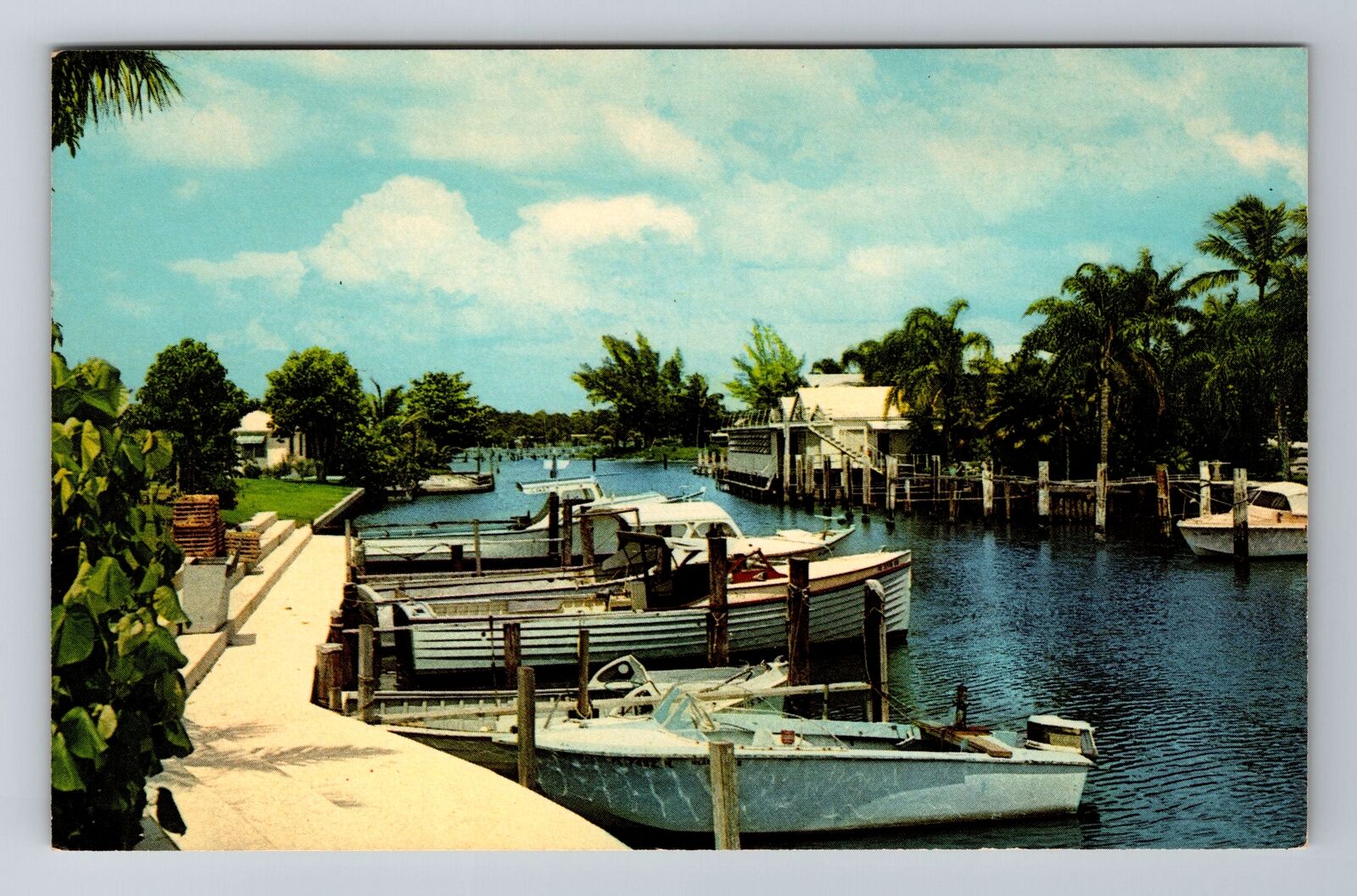 Port Salerno FL-Florida, Boats At Harbor, Vintage Postcard