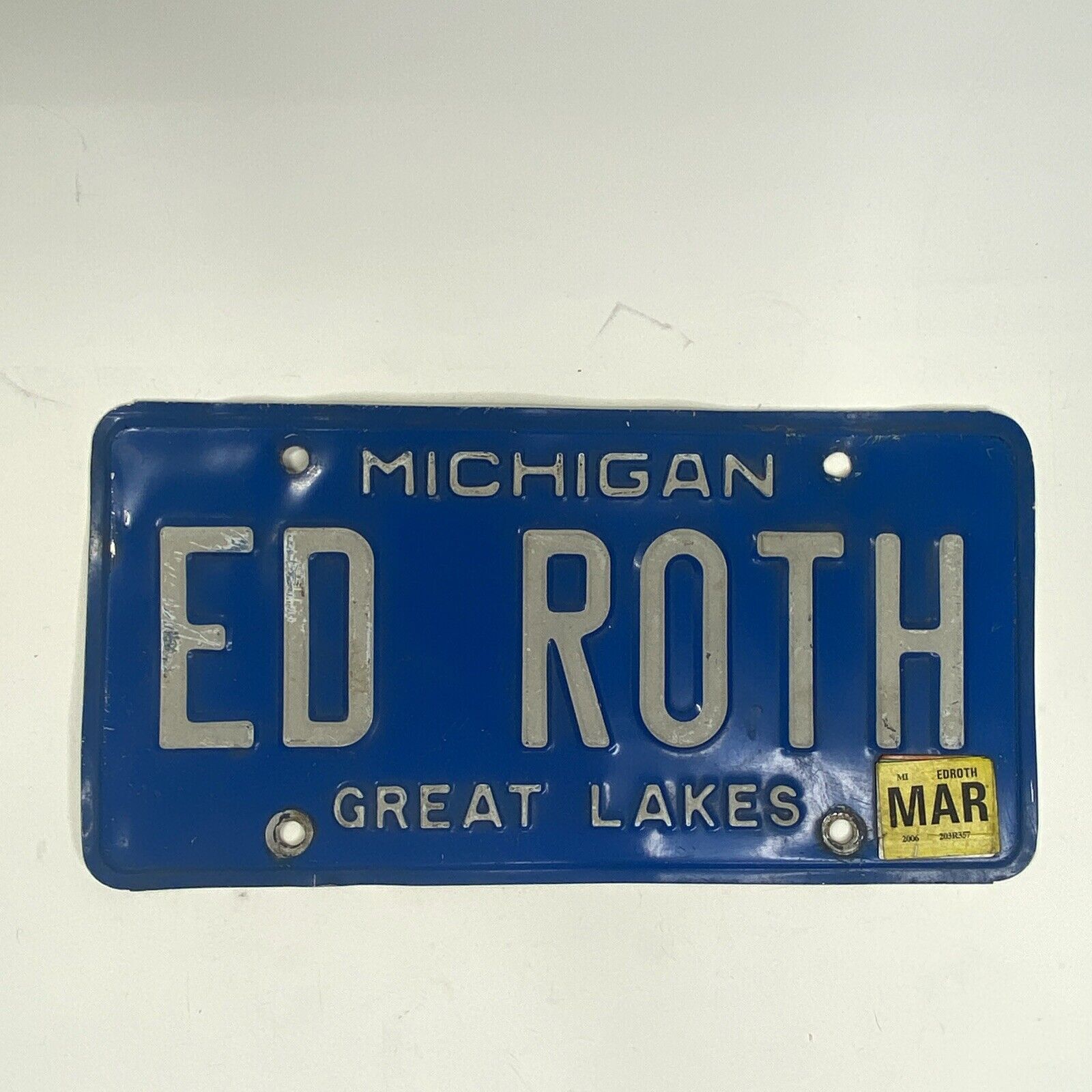 2006 Michigan Ed Big Daddy Roth License Plate Blue - Rat Fink