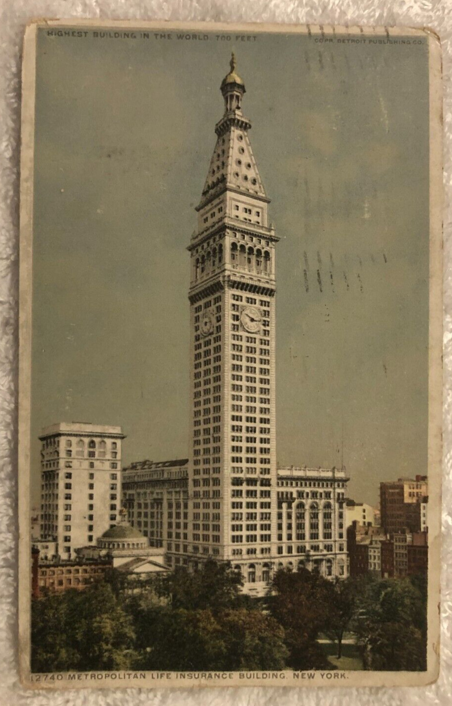 Post Card NY New York City Metropolitan Life Insurance Building Posted 1911