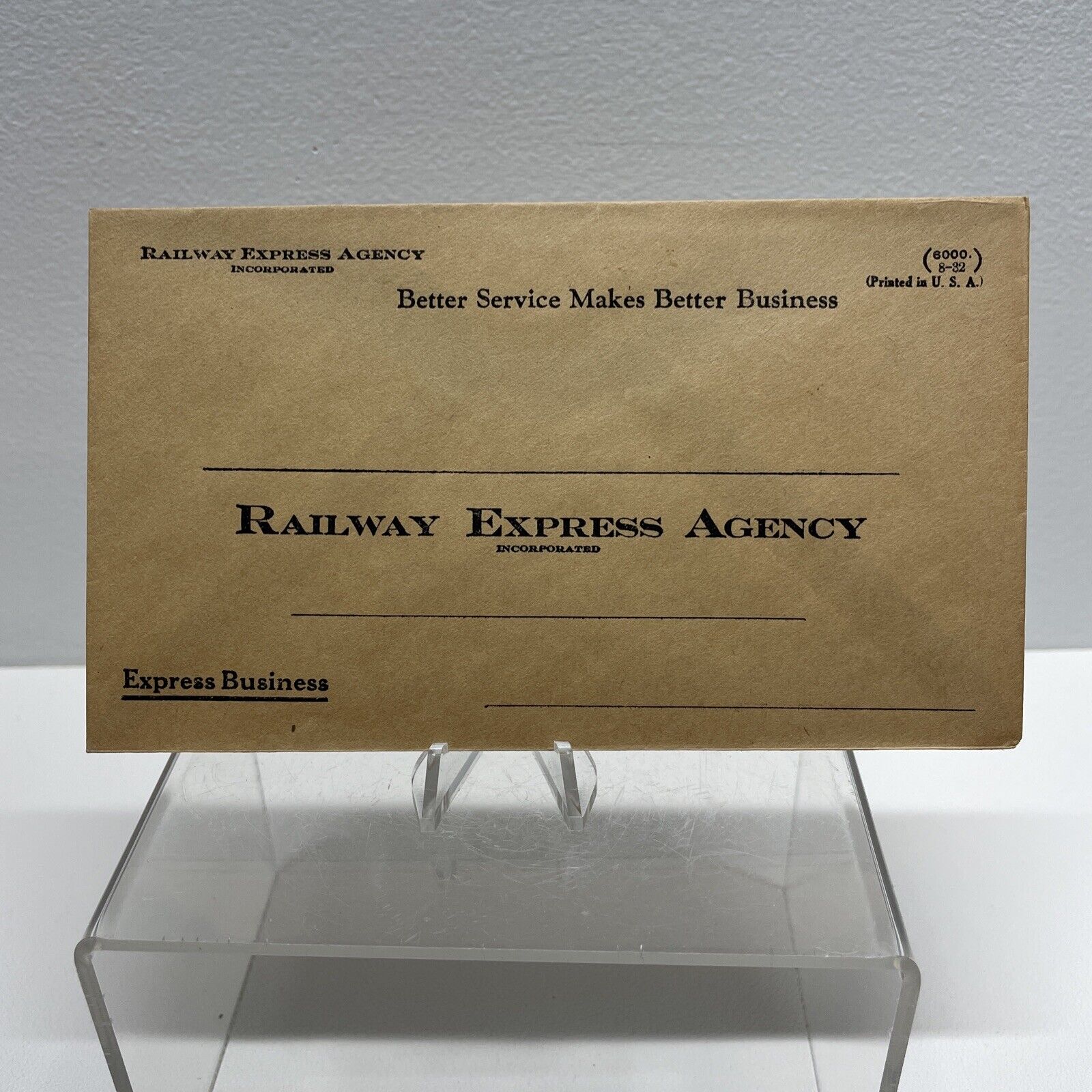 Antique September 1932 Railway Express Agency Envelope Express Business