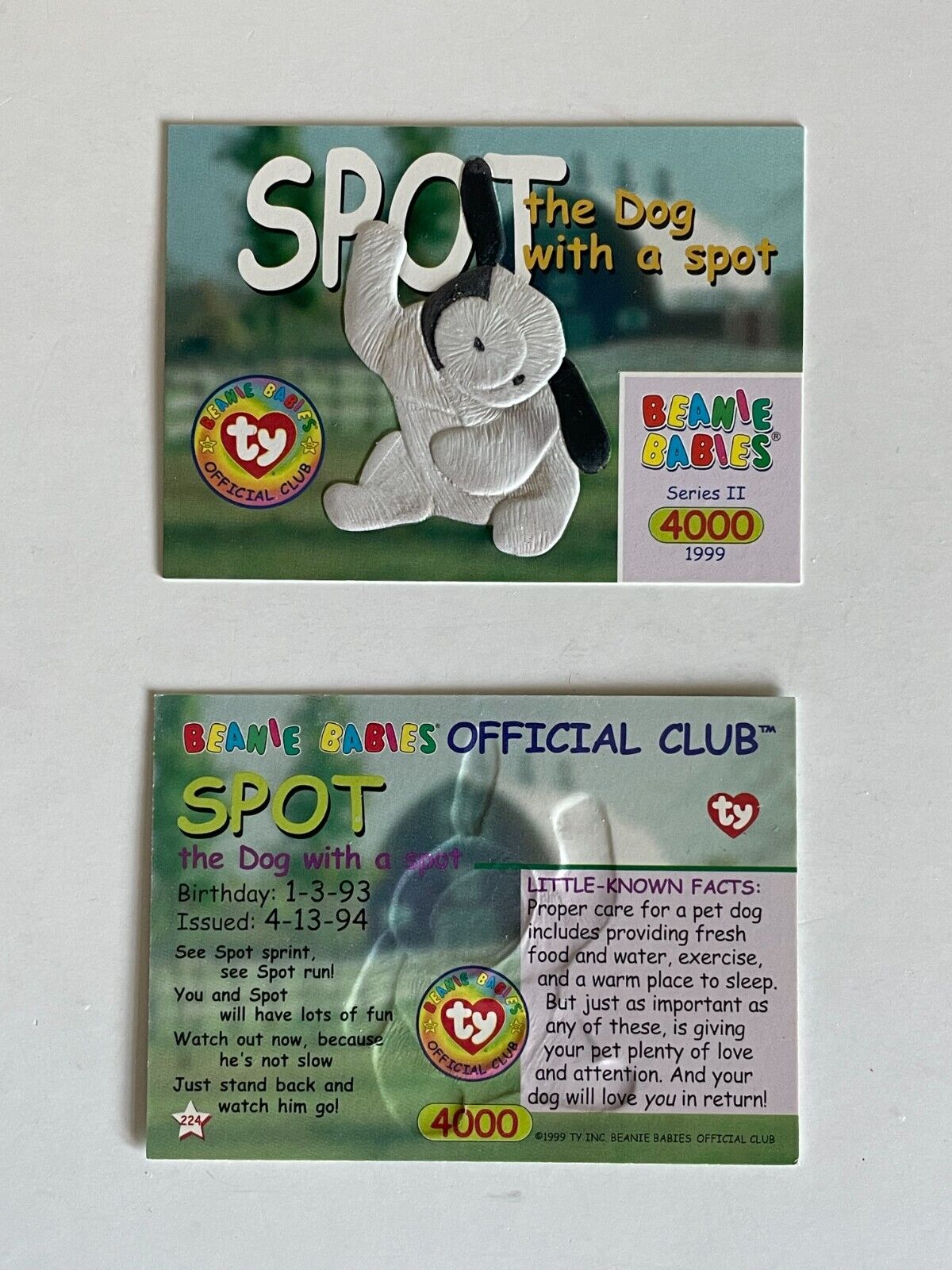 1999 TY Beanie Babies Trading Card PICK Series II #4000-4300