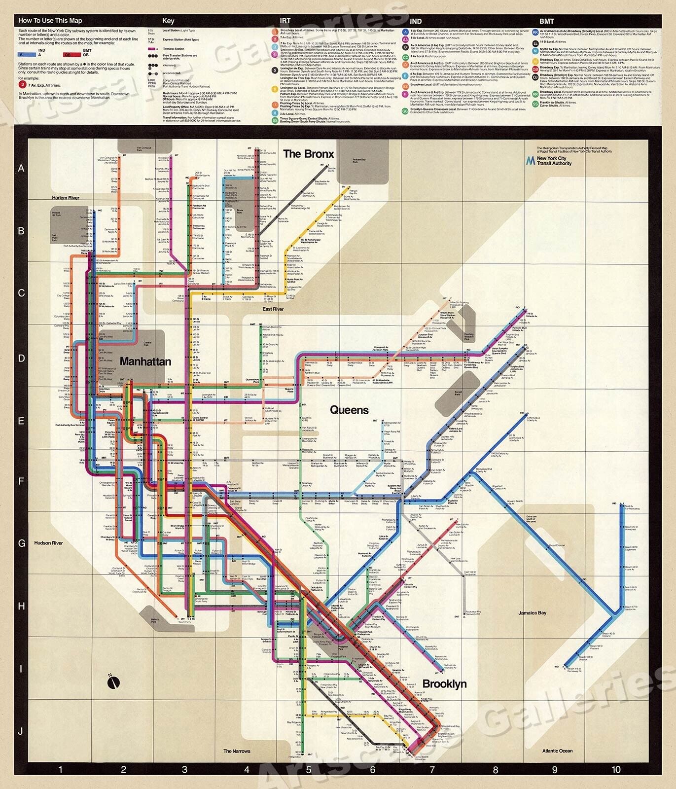 New York City Subway Map 1972 Vignelli - 20x24