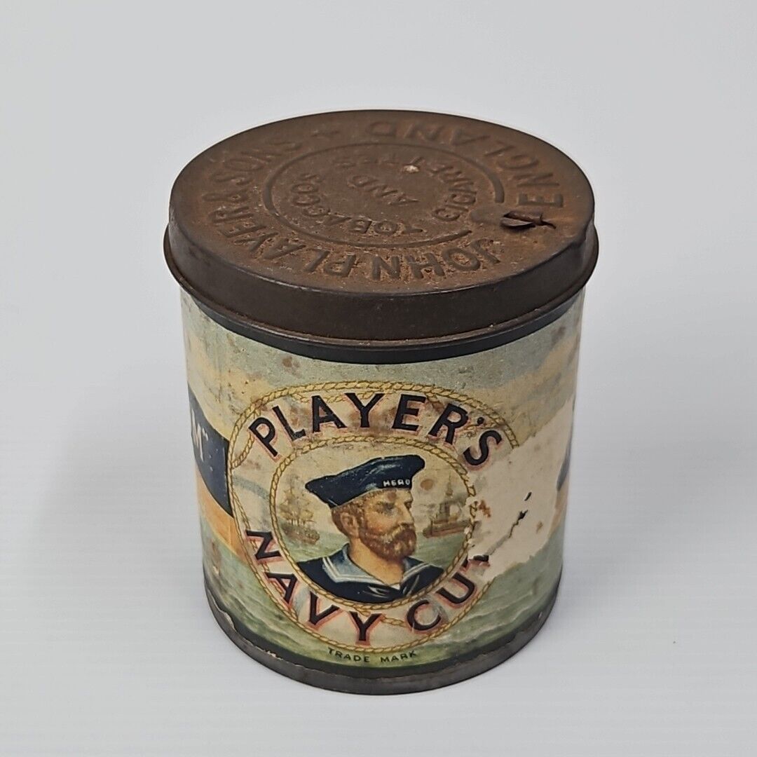 Players Navy Cut Cigarette Tin John Player & Sons Tobacco Tin Round Cutter Paper