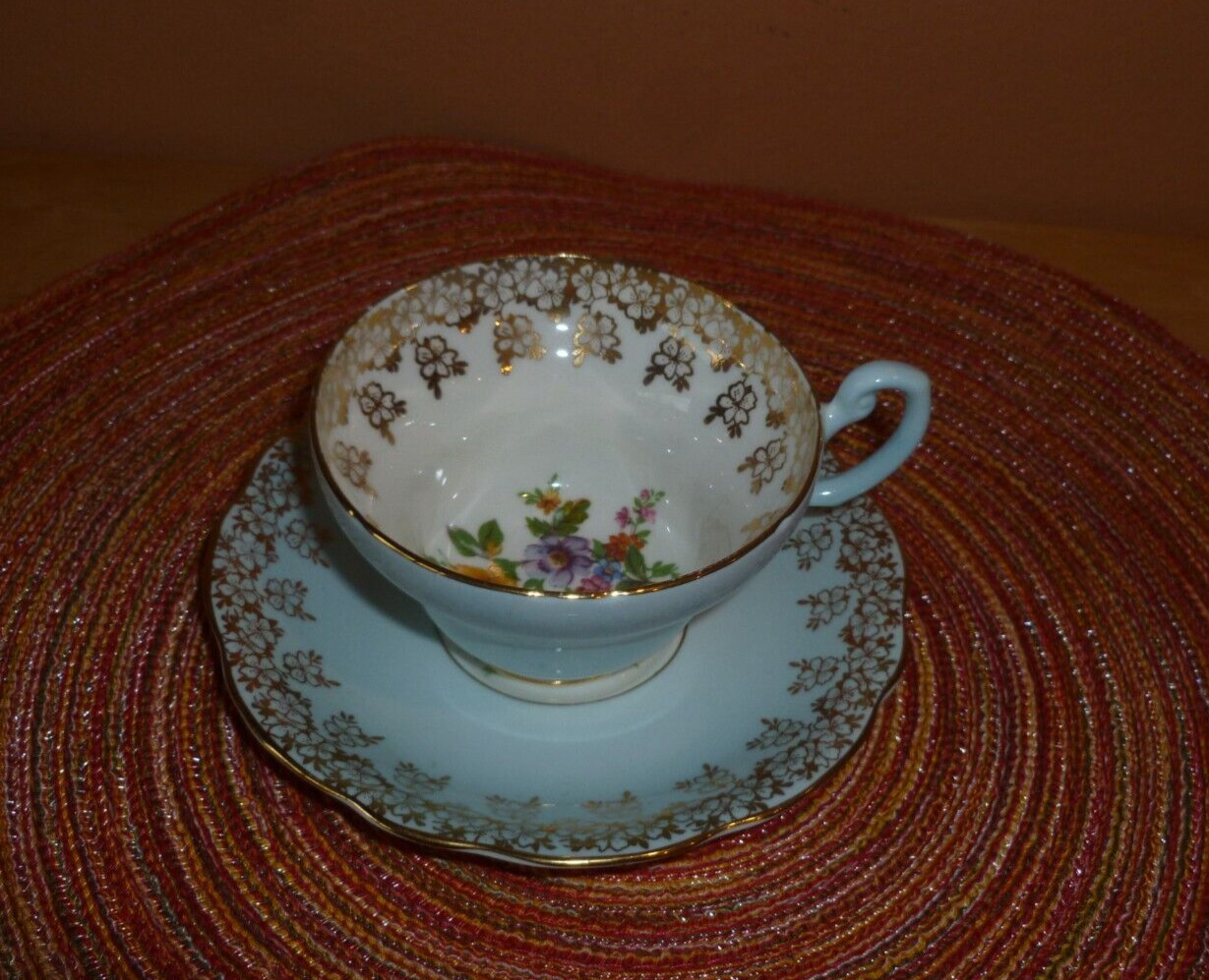 EB Foley Blue Floral Bone China Tea Cup & Saucer made in England
