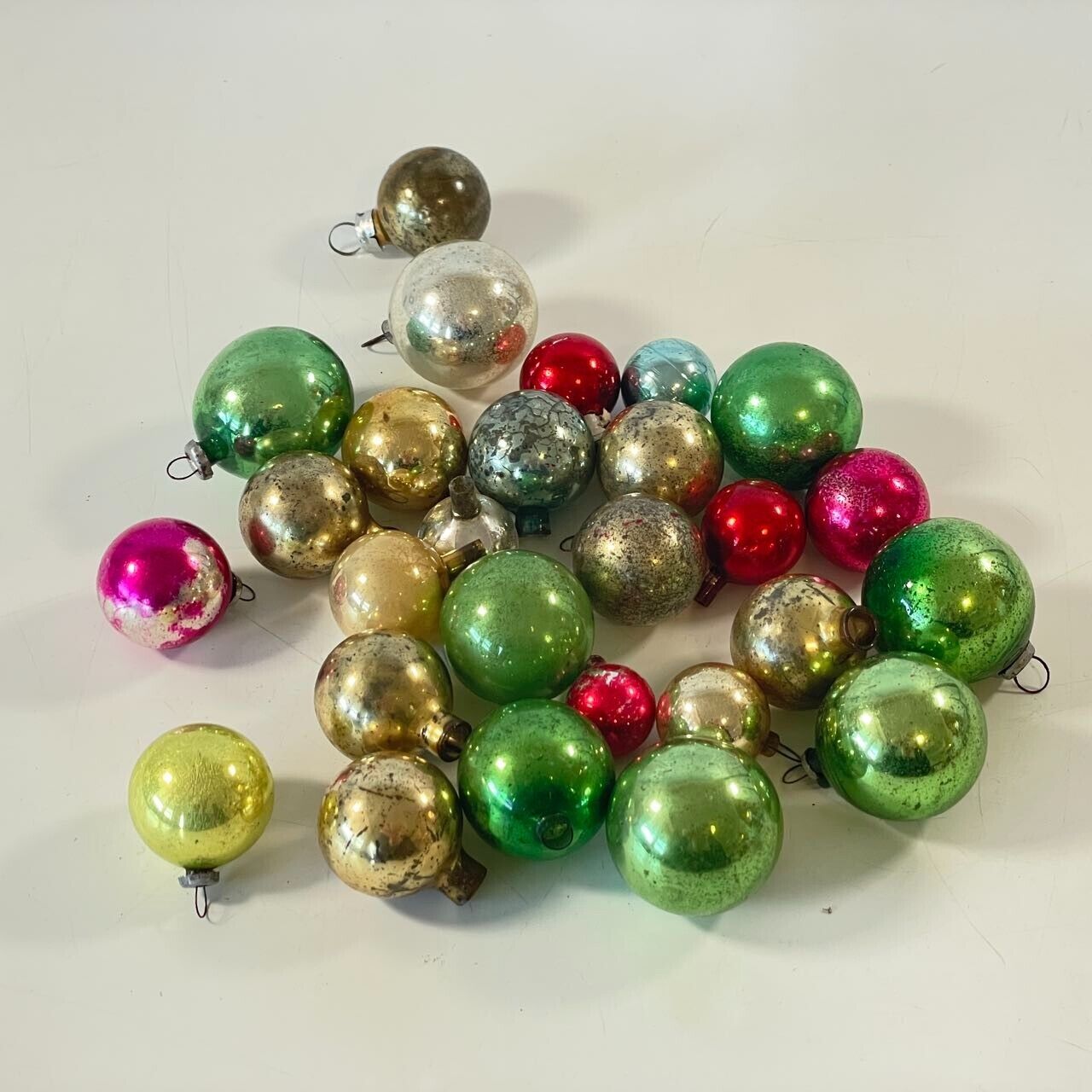 Vintage Shiny Brite Mini Christmas Bulbs Ornaments Japan Beads Multi-Color