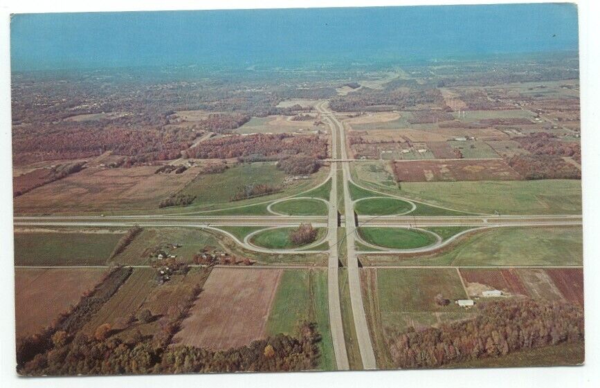 I-90 Interstate 90 Cloverleaf Near Ashtabula OH Postcard Ohio