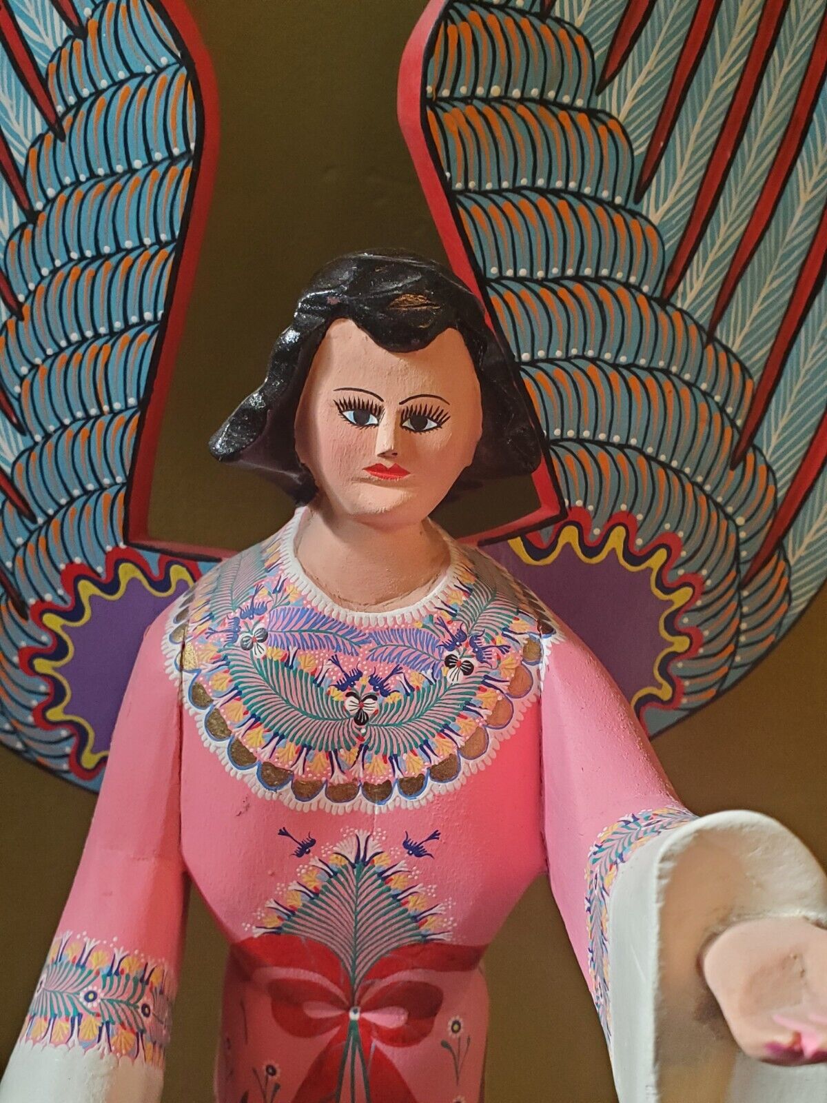 Vintage Oaxacan Wood Angel Fam Jimenez Ojeda Sn Martin Santos Mexican Folk Art