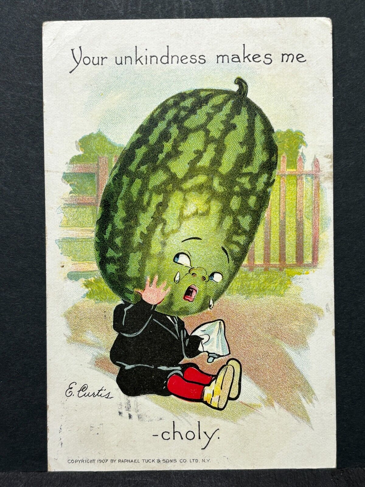 Fantasy Postcard TUCK\'s Garden Patch Watermelon Head E Curtis