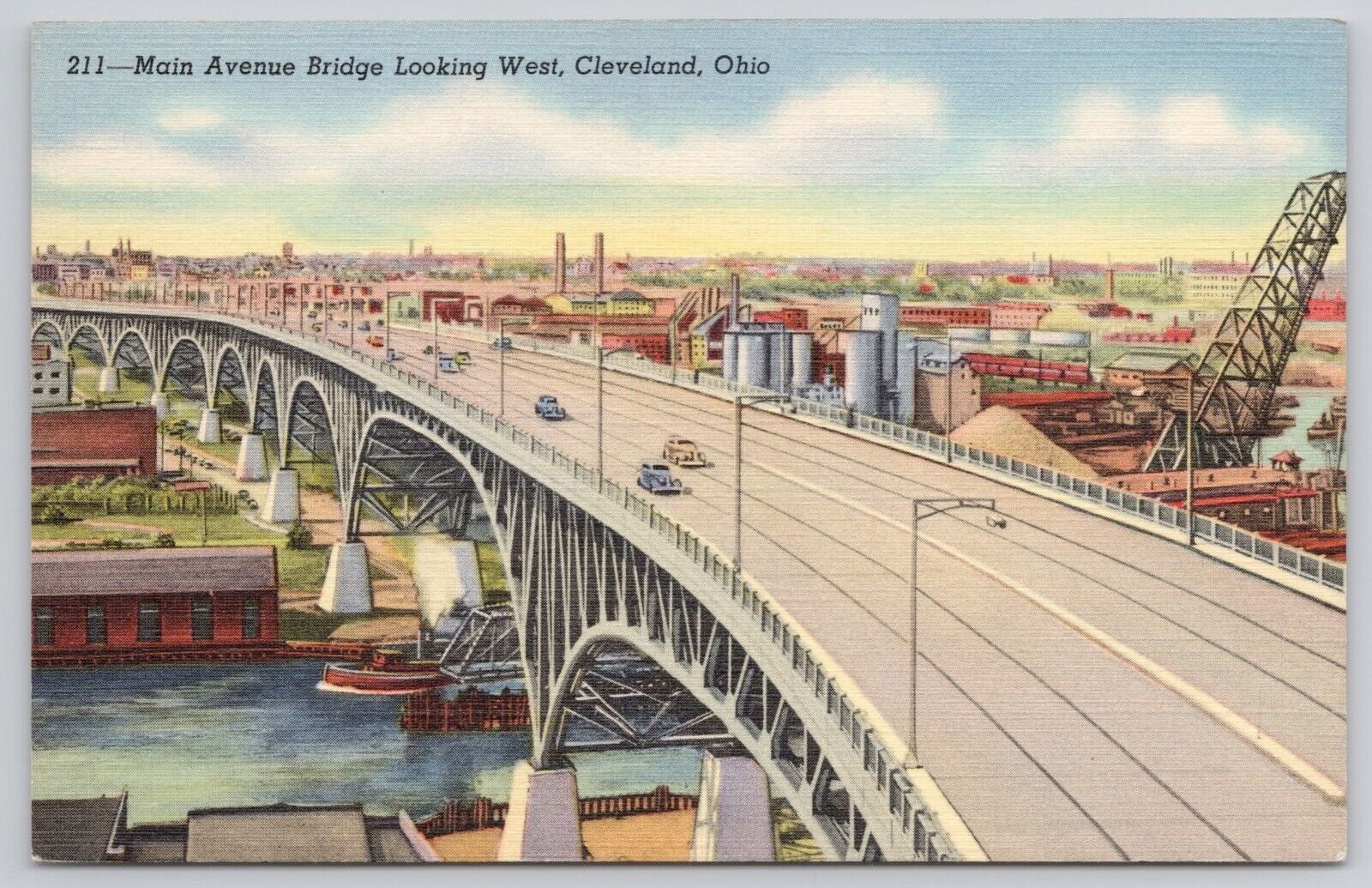 Postcard Main Avenue, Bridge, Cleveland, Ohio