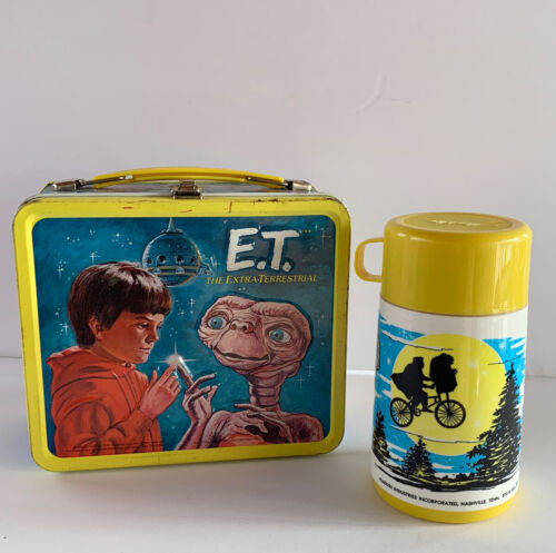 Vintage 1982 Aladdin E.T. The Extra Terrestrial Metal Lunchbox And Thermos