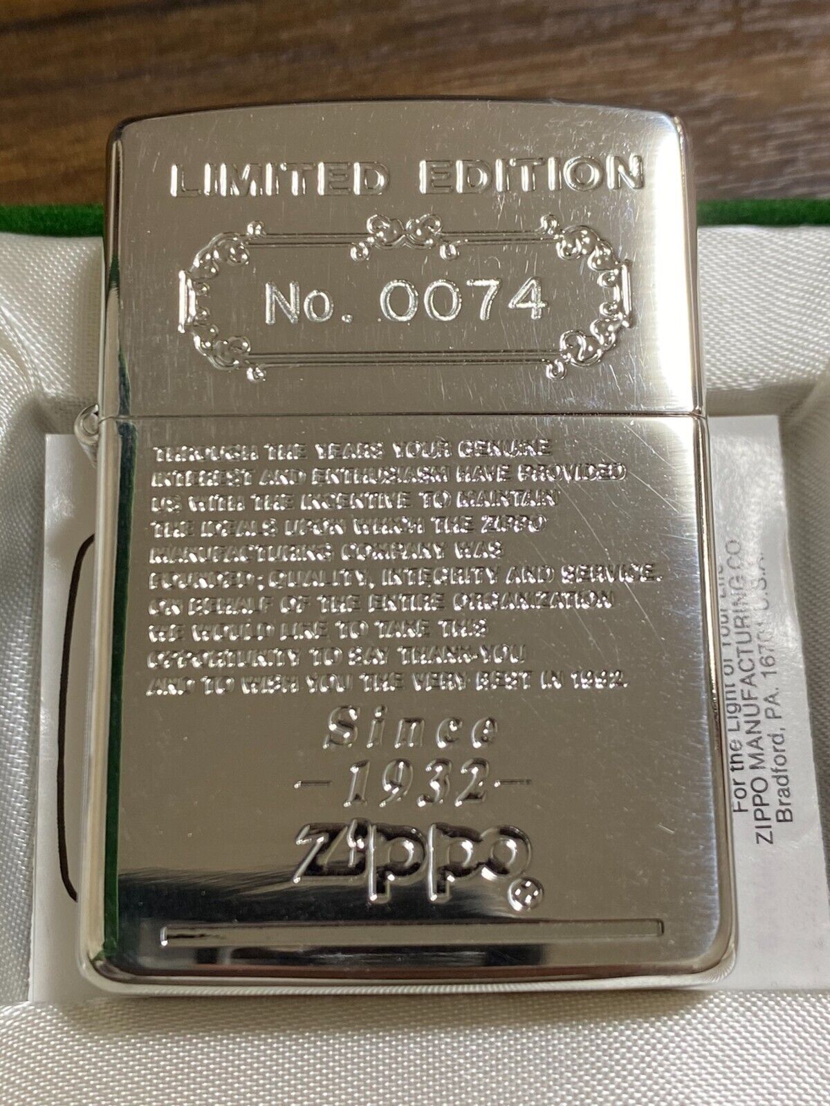 Vintage 1991 Zippo Silver Oil Lighter 15 Micron Reverse Stamped Limited Edition