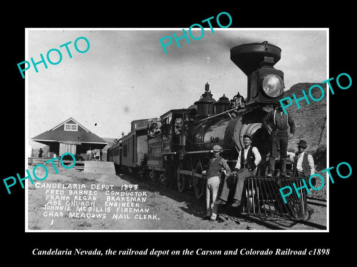 OLD POSTCARD SIZE PHOTO OF CANDELARIA NEVADA THE RAILROAD DEPOT STATION c1898