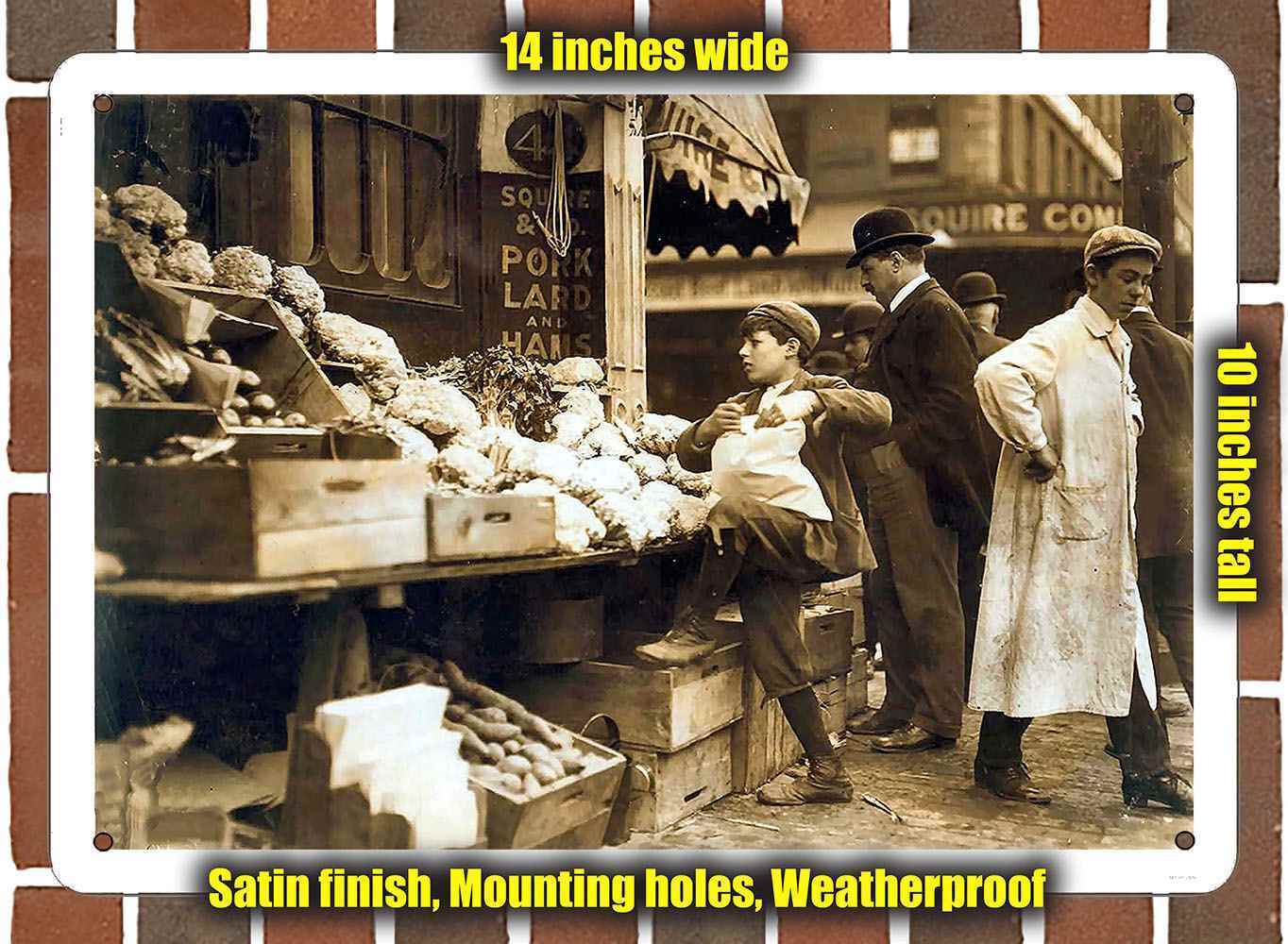 Metal Sign - 1909 Vegetable Seller Boston- 10x14 inches