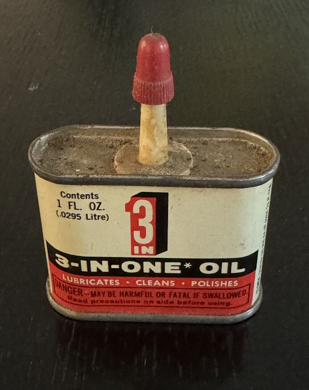 VINTAGE 3 in ONE OIL CAN 1-OZ. SIZE EMPTY OILER CAN ~ USA