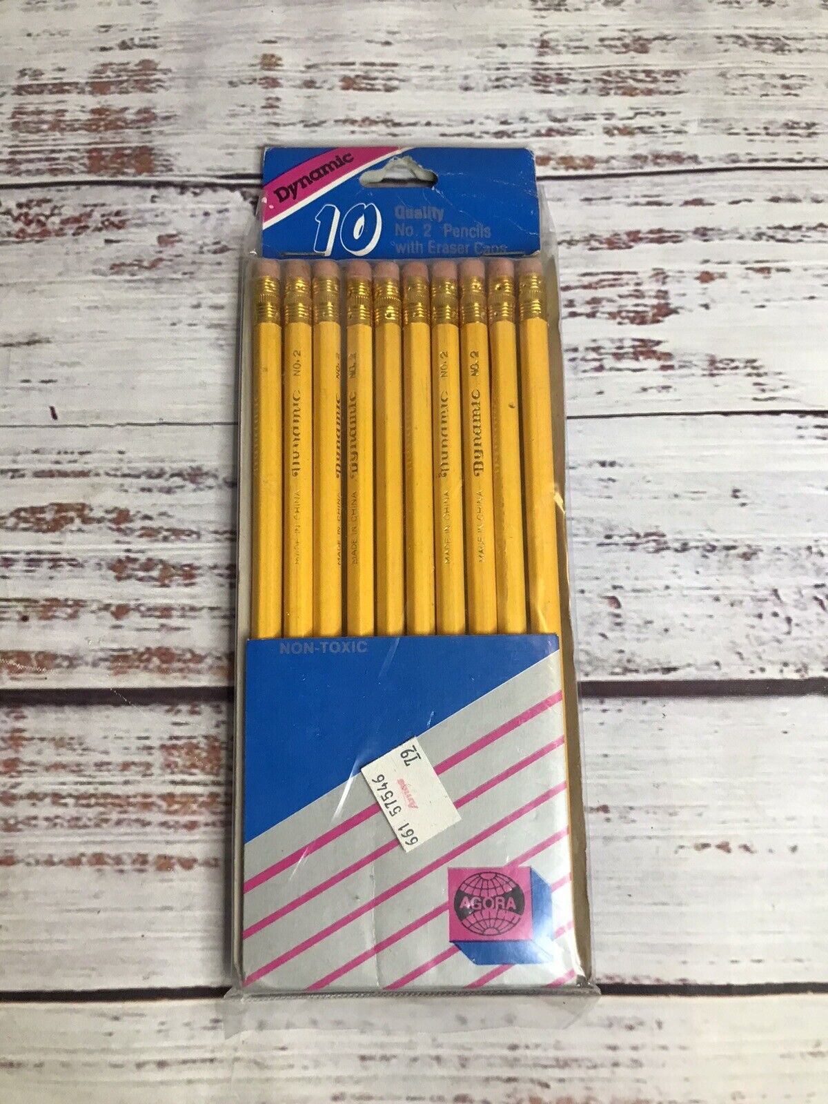 Vintage New Old Stock DYNAMIC #2 Pencils Pack Of 12 Eraser Caps