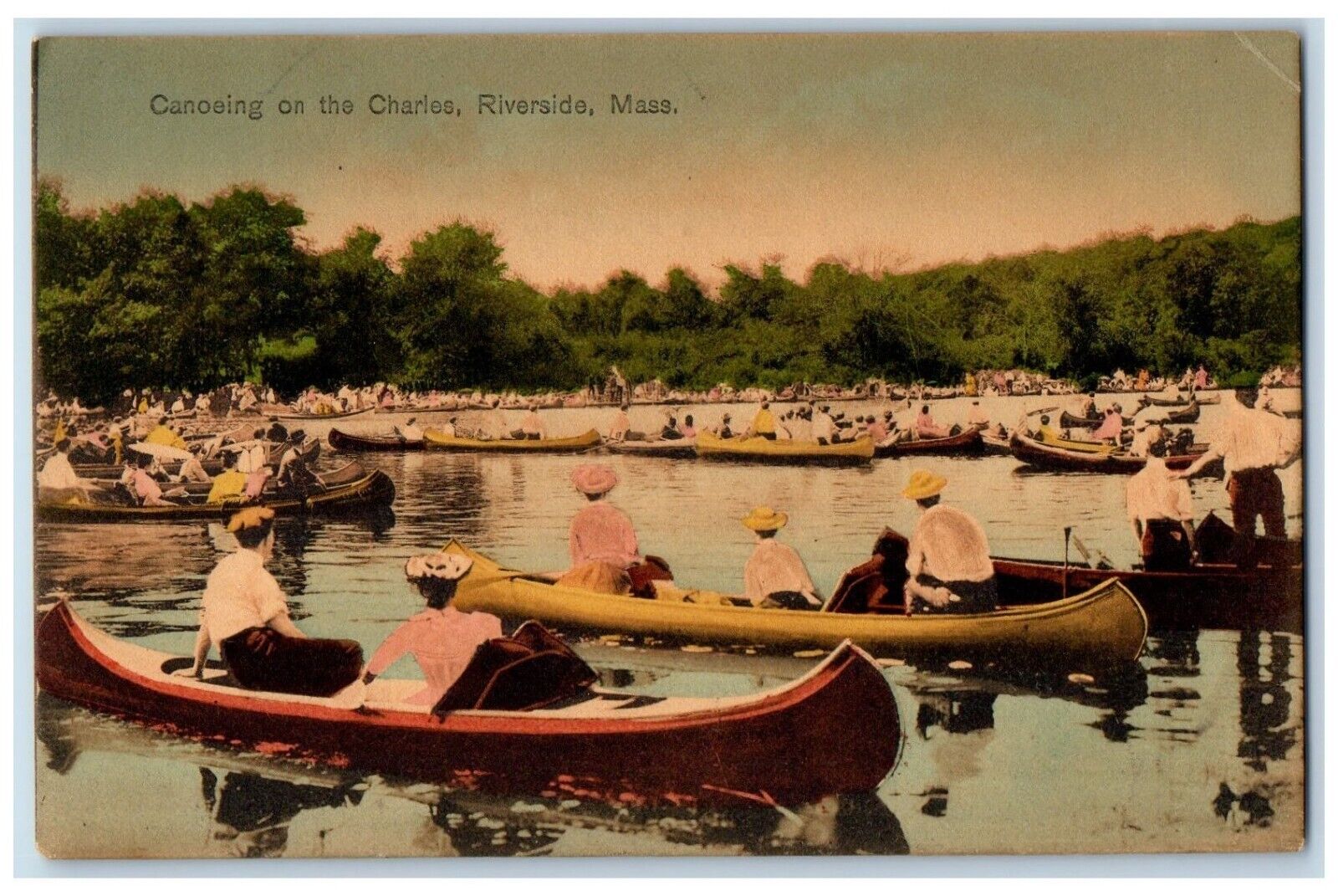 c1910\'s View Of Canoeing On The Charles Riverside Massachusetts MA Postcard