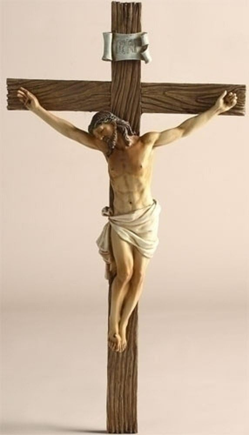 Roman Jesus Nailed On The Cross Resin Wall Crucifix, 14 Inch