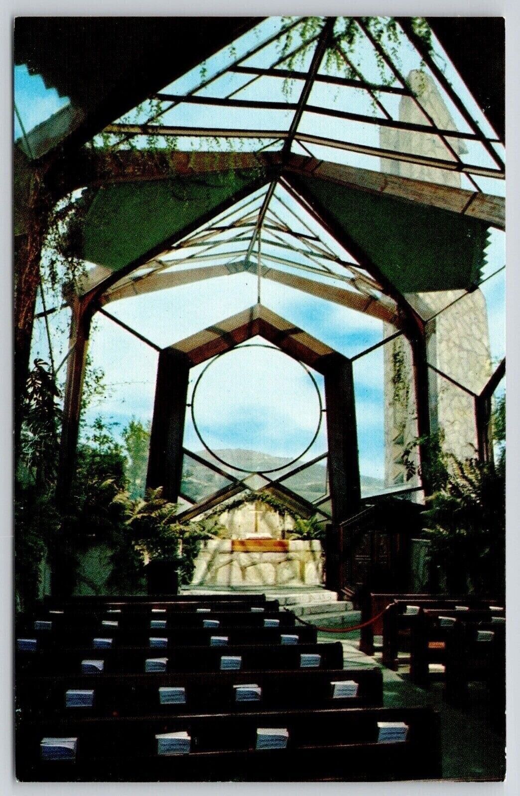 Portuguese Bend California Wayfarers Chapel Interior Scenic Chrome Postcard