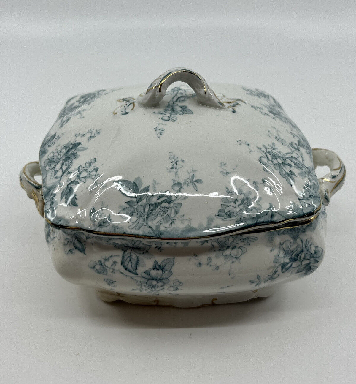 Antique Ridgway Semi Porcelain Butter /Soap Dish Clevedon Pattern As Is