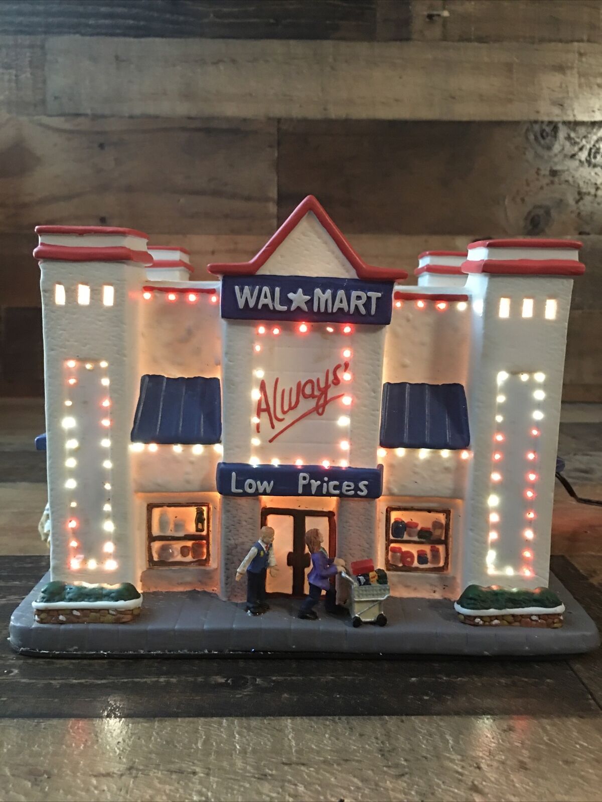 Wal-Mart Store Fiber Optic Holiday Christmas Village Building Heavy