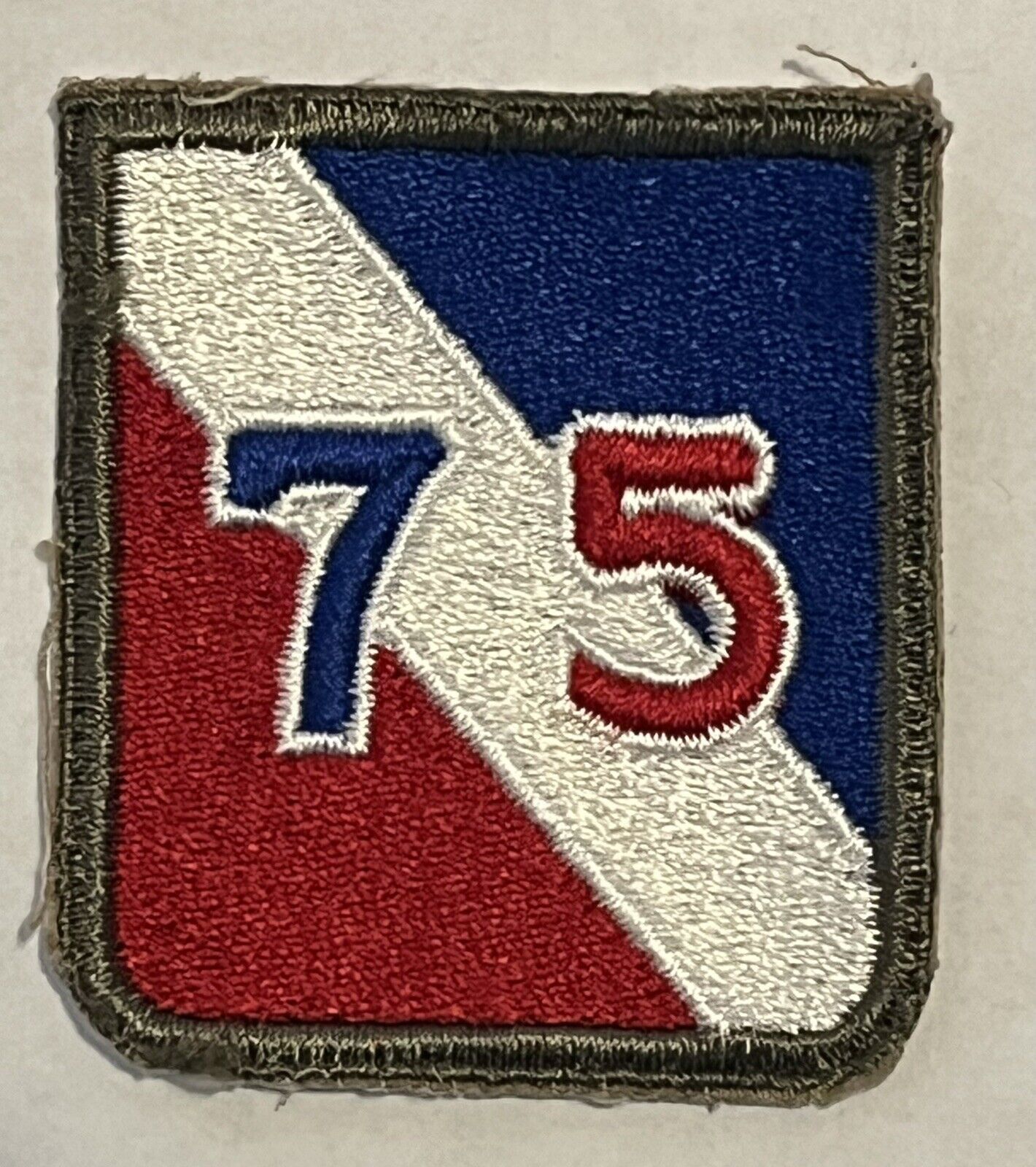 WW2 US Army 75th Infantry Division Uniform Shoulder Patch No Glow WHITEBACK