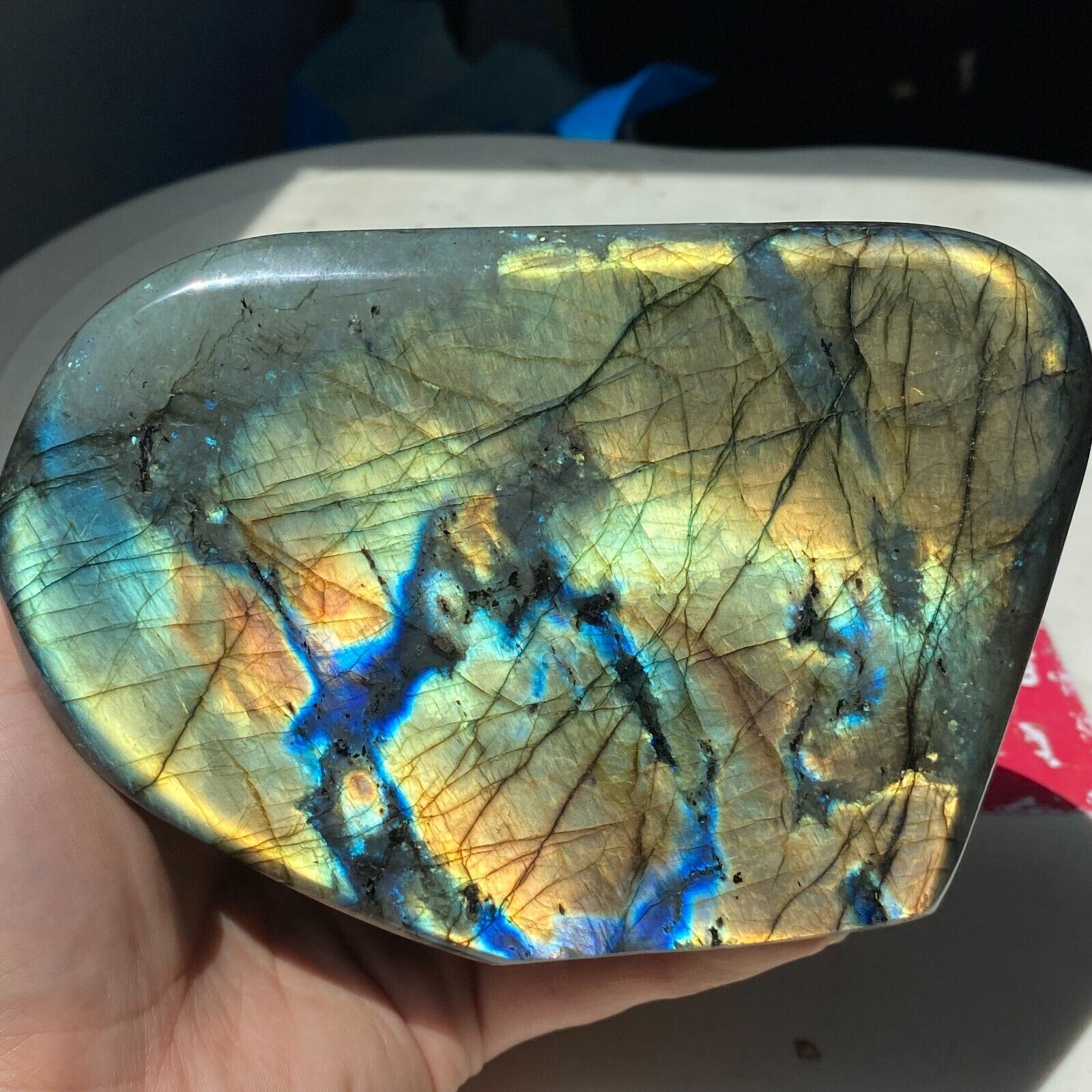 3.96LB Natural Labradorite Quartz Freeform Crystal Mineral specimen Healing M46